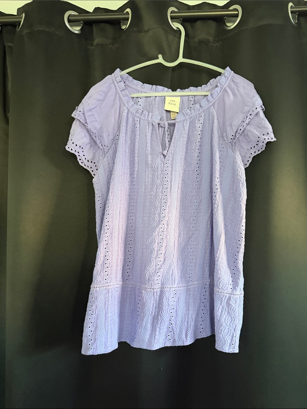 Knox Rose XXL Lavender Eyelet Peasant Top